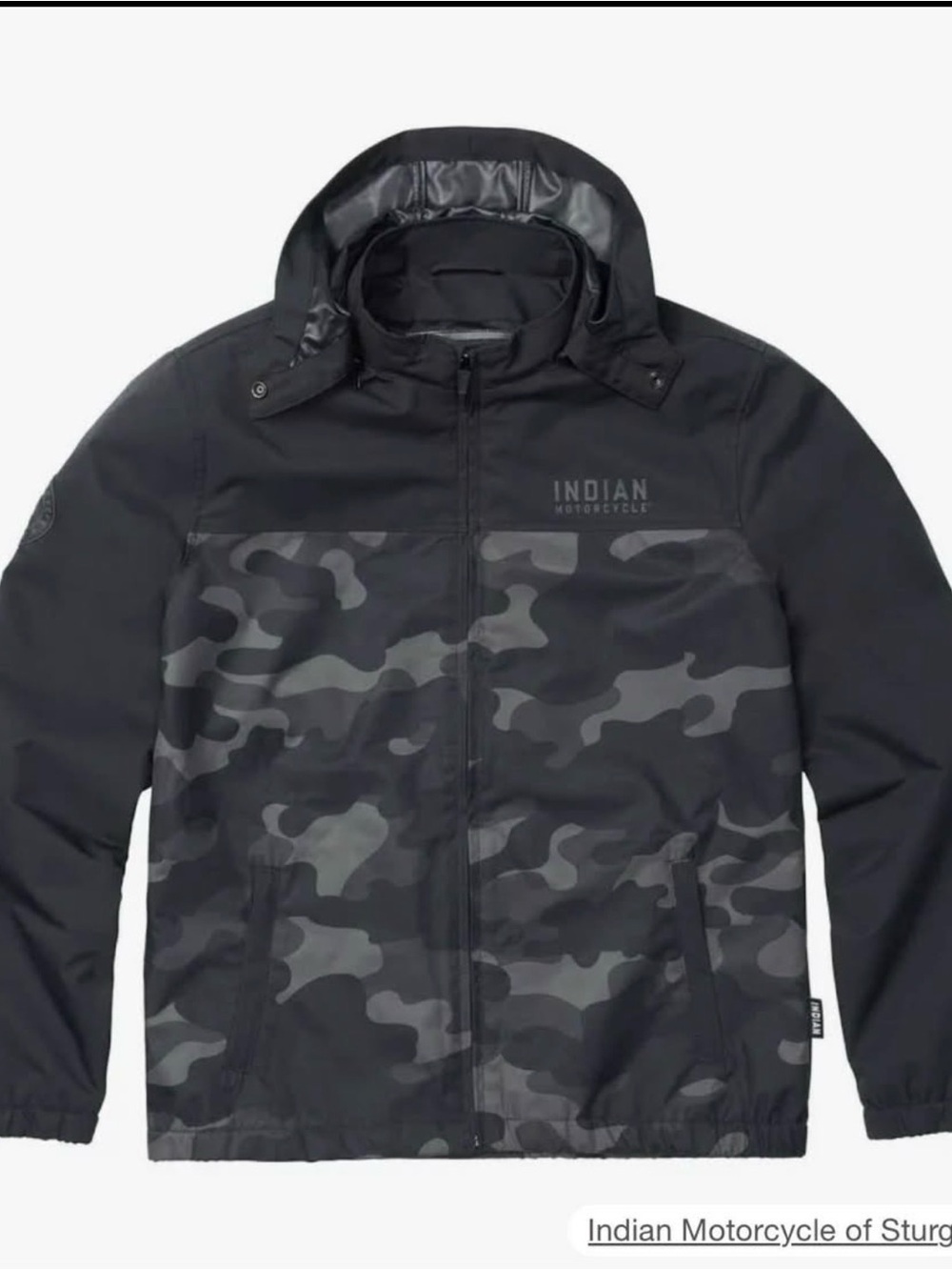 Indian Motorcycle Men’s Black & Gray Camo Hooded Windbreaker